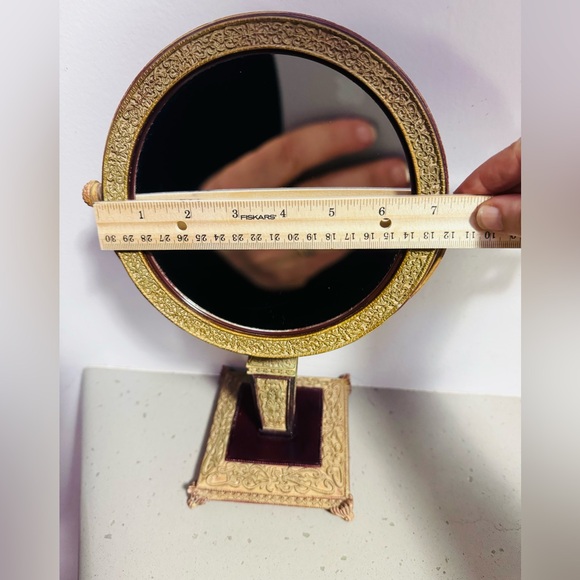 Vintage INDIA INK Rubbed Bronze Makeup Mirror With Stand 2-Sided Swivel 1X-5X - Picture 4 of 6